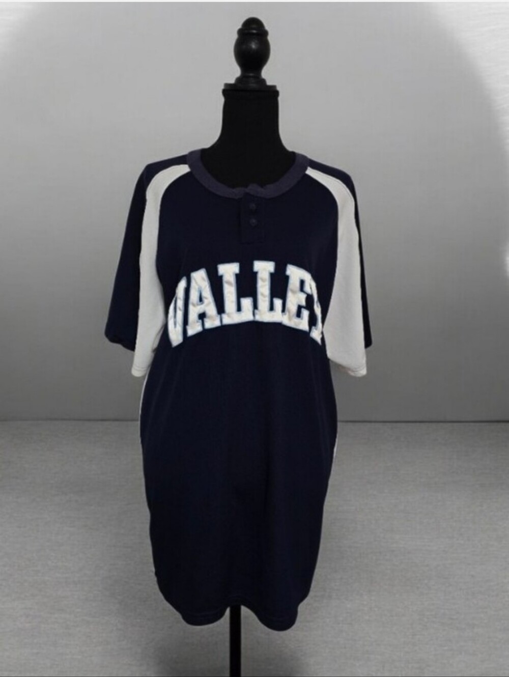 Navy and White 'Valley' Short Sleeve  Baseball -style